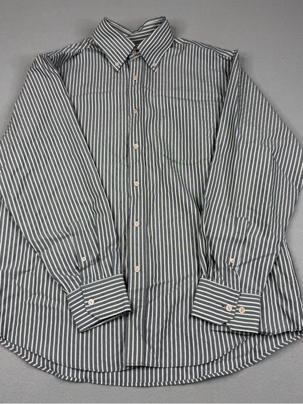 Bugatchi Uomo Gray White Stripe Modal Button Down Shirt Men’s Large